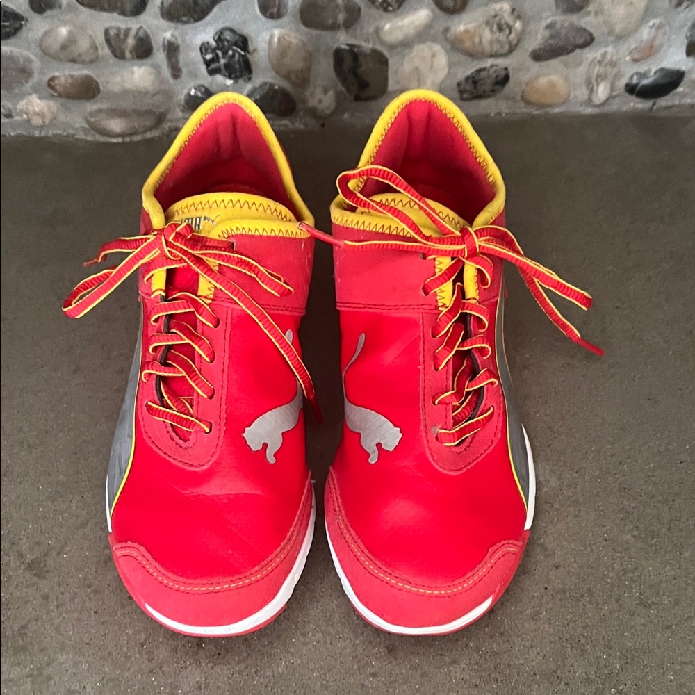 Puma Red and Yellow Low-Top Sneakers